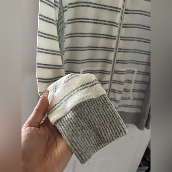 Market & Spruce XL hoodie sweater jersey gray white zipper cardigan - Picture 5 of 8